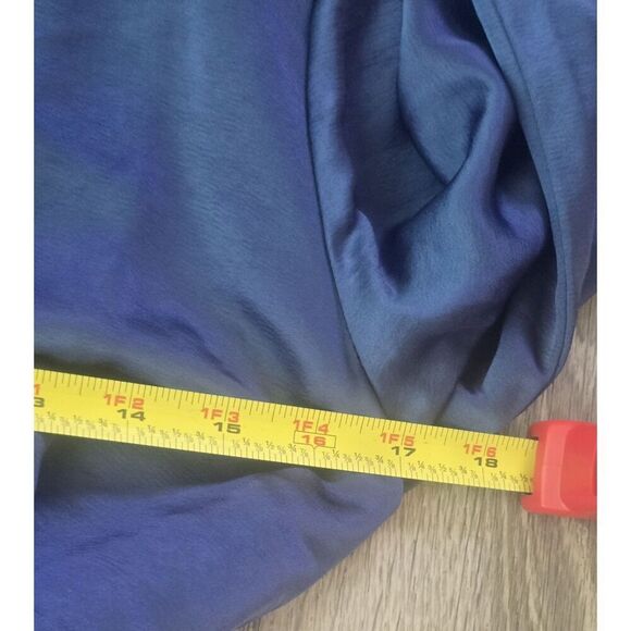 TAHARI Women's Belted Faux-Wrap Midi Dress Size 6 Blue Pockets FALL/ WINTER - Picture 14 of 16